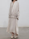 Mutedance 25 autumn and winter V-neck silk dress MD-MD25FW30-beige